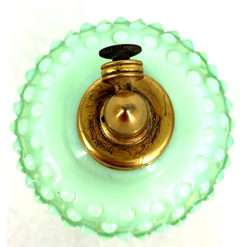 DeVilbiss Perfume Bottle Uranium Glass Green Opalescent Hobnail No Bulb 4" - Picture 7 of 8